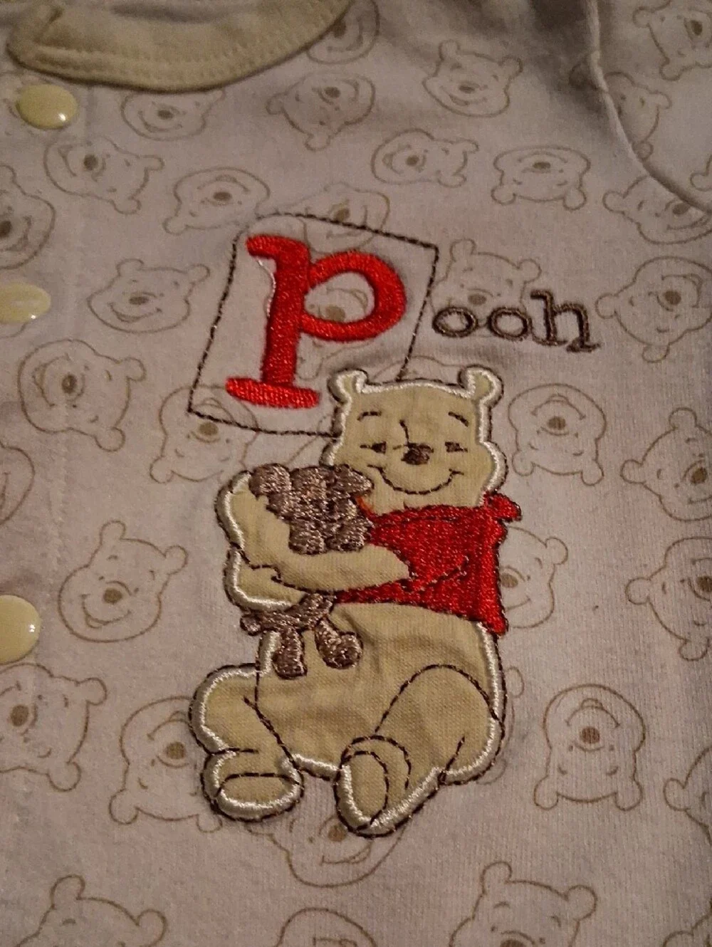 Disney Cream Winnie the Pooh Footed One-Piece